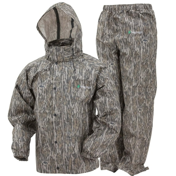 Frogg Toggs Classic 2-Piece All-Sport Rain Suit, Waterproof Rain Gear for Men, Mossy Oak Bottomland, Large