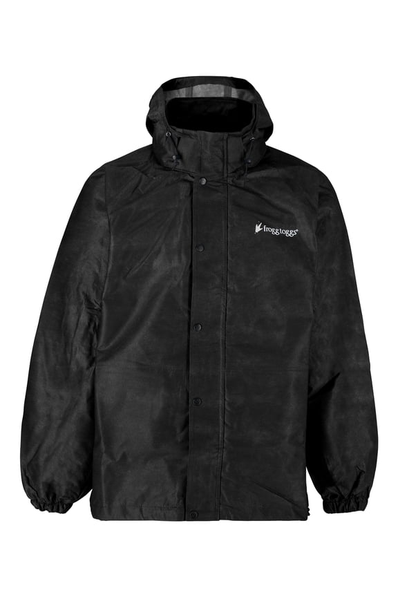 Classic Pro Action Rain Jacket for Men, Waterproof Jacket w/ E-X Push Hood, Black, Large