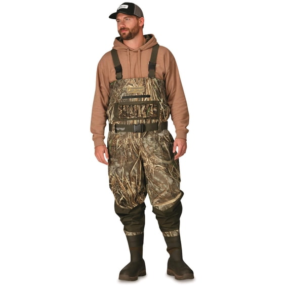 Frogg Toggs Grand Refuge Hunter Men’s Bootfoot Chest Waders with Integrated Thinsulate Waterproof Boots, Mossy Oak Bottomland, Size 8
