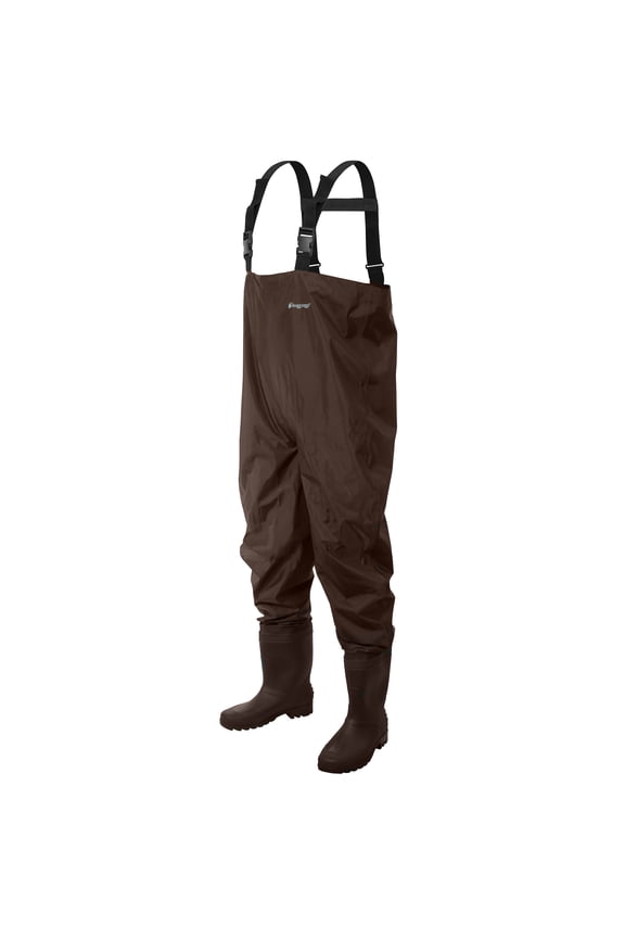 Men’s Rana PVC Lug Chest Waders for Fishing with 2mm Non-Insulated PVC Boot, Brown, Size 13