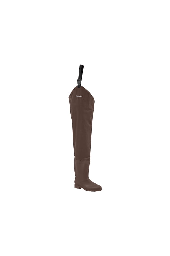 Rana PVC Lug Sole Hip Wader for Men, Waterproof Fishing Gear, Brown, Size 10