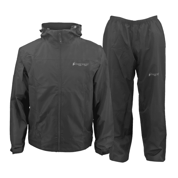 Frogg Toggs Vapor Rain Suit for Men with Rain Jacket and Pants, Black, Size MD/LG