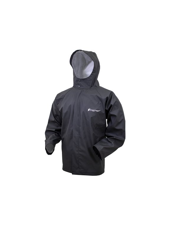 Men’s WayPoint Angler Jacket, Waterproof Rain Gear with Full-Front Molded Zipper, Black, Large