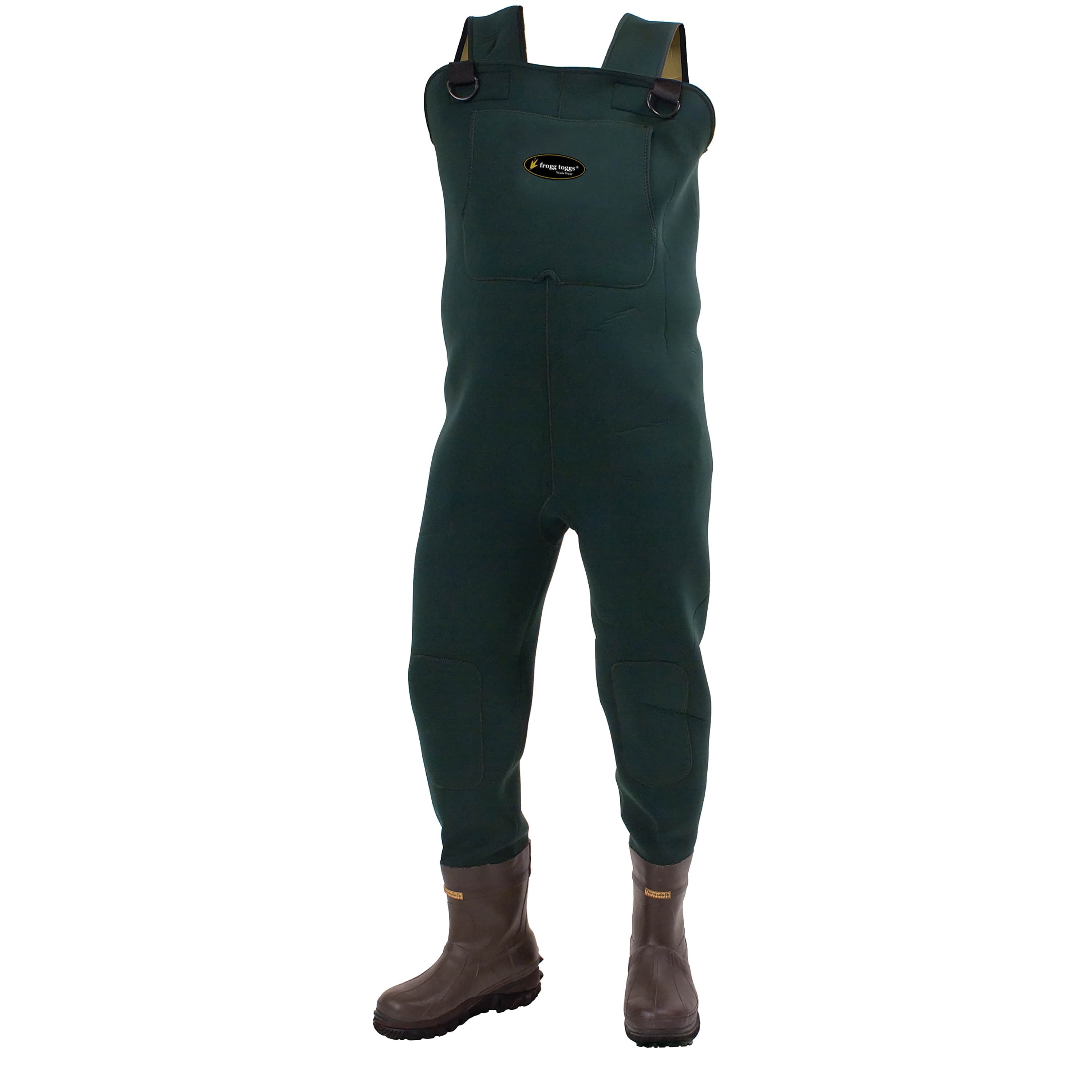HISEA Neoprene Fishing Chest Waders for Men with Boots Cleated Bootfoot  Waterproof Mens Womens Waders Fishing & Hunting Waders-Green and Brown 