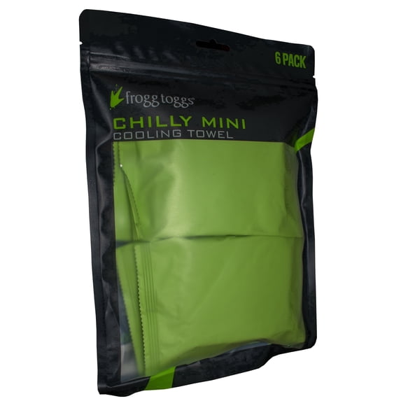 Frogg Toggs Mini Chilly Pad Cooling Towels for Outdoor and Gym Use, Lime Green, 6 Pack