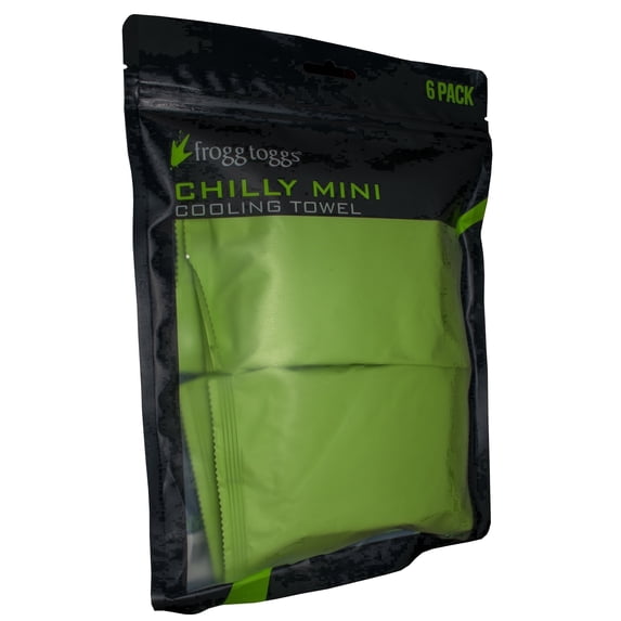 Frogg Toggs Mini Chilly Pad Cooling Towels for Outdoor and Gym Use, Lime Green, 6 Pack