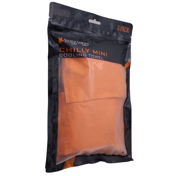 Frogg Toggs Mini Chilly Pad Cooling Towels for Outdoor and Gym Use, Orange, 6 Pack