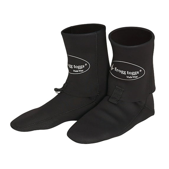 Frogg Toggs Wading Booties, Unisex Neoprene Booties with Fold-Over Gravel Guards, Large, Black