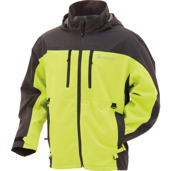 Frogg Toggs Pilot II Guide Waterproof Rain Jacket, Compatible w/ Frogg Toggs Co-Pilot Puff Jacket & Vest Liners, Hivis/Charcoal Gray, Size Small