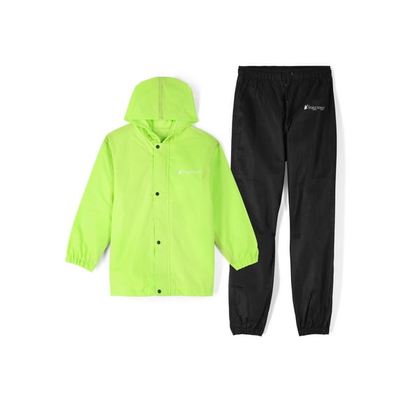 Frogg Toggs Polly Woggs Youth Rain Suit | Hi-Vis Lime Green Jacket / Black Pants | Size LG