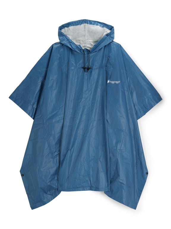 Ultra-Lite2 Rain Poncho for Adults, Packable Emergency Poncho, Blue, One-Size