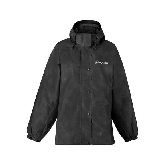 Frogg Toggs Classic Pro Action Rain Jacket for Women, Waterproof Jacket w/ E-Z Push Hood, Black, Medium