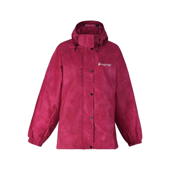 Frogg Toggs Classic Pro Action Rain Jacket for Women, Waterproof Jacket w/ E-Z Push Hood, Cherry, XLarge