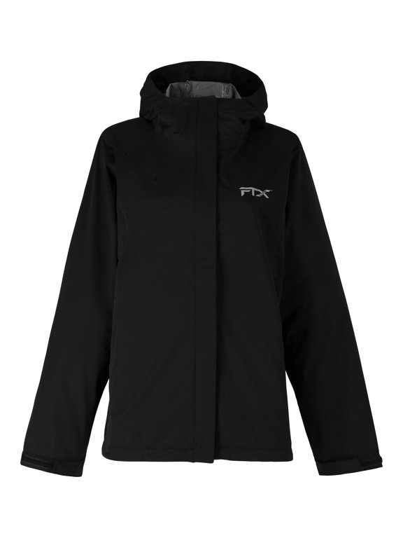 FTX Lite Waterproof Jacket with Hood, Packable Rain Jacket, Black, Extra Large