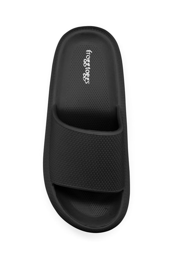 Squisheez Slip On Slide Sandals for Women, Soft and Squishy Slides, Black, Size 7