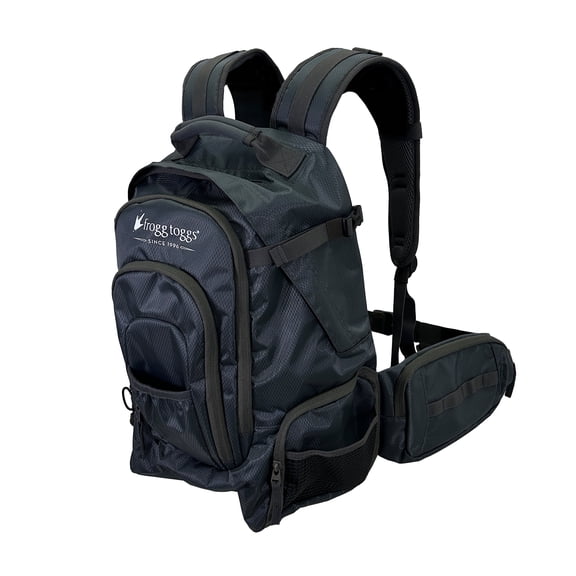 Frogg Toggs i3 Fishing Tackle Backpack, Quick-Dry Fishing Bag with 9 Pockets & Rod Holder, Dark Graphite