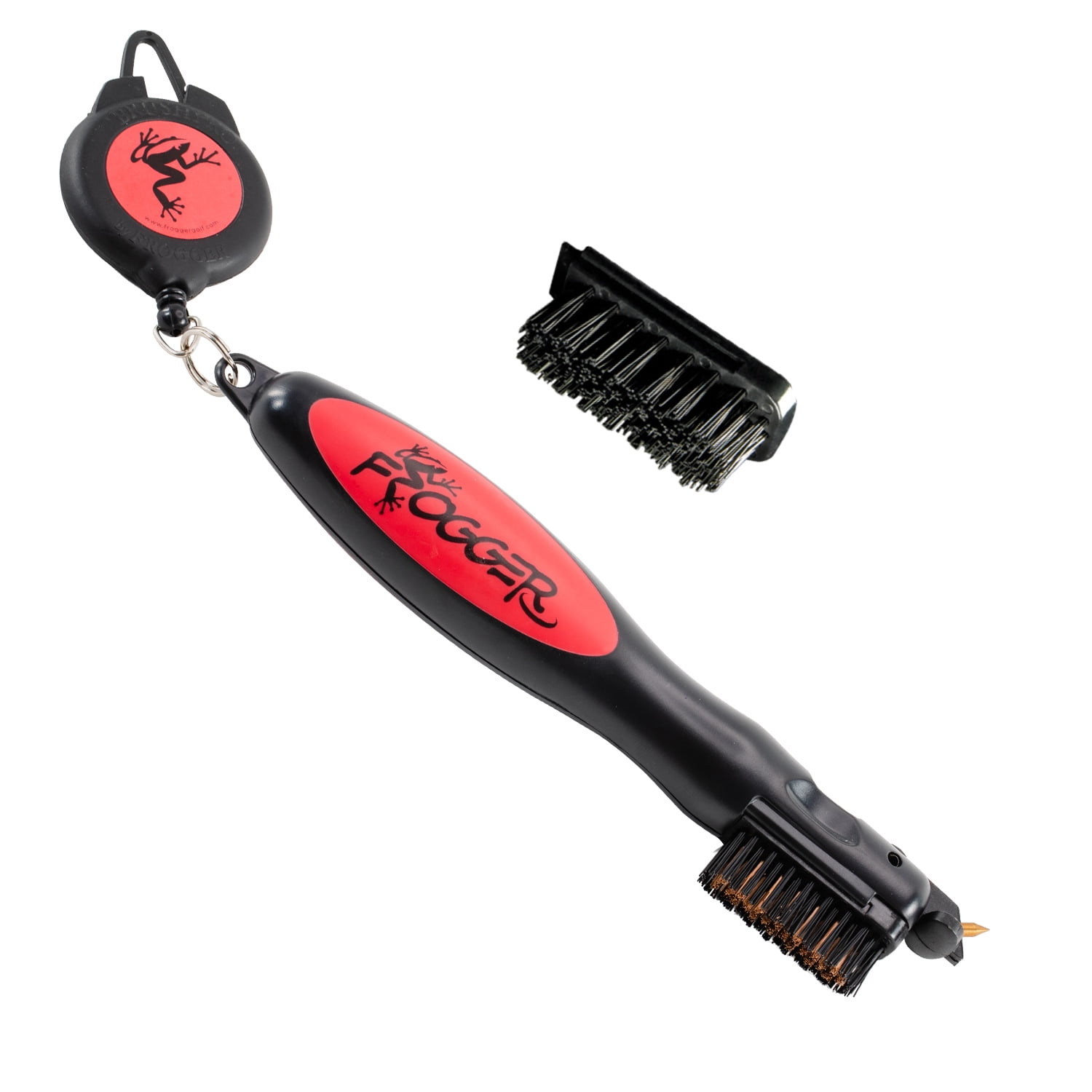 Frogger Red Ergonomic Golf Club Brush with Retractable Cord