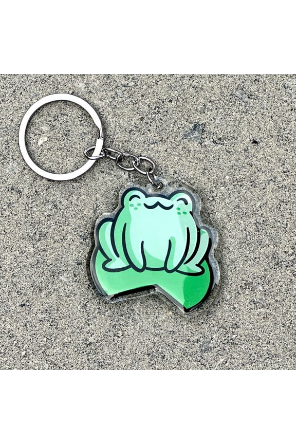 Froggy Keychain | Cute Acrylic Keychain | frog on lilypad keychain | cute frog keychain | green frog keychain | cute animal keychain