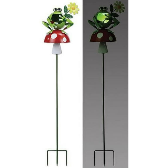 Froggy Mushroom Solar Garden Stake 41 inch