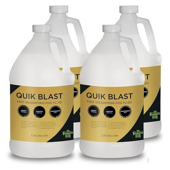Froggys Fog QuikBlast Fog Machine Fluid - 4 Gal - CO2 Effect for Stage, Concerts & Cinema - Low Hang Time, High Density - Compatible with Upshot Foggers