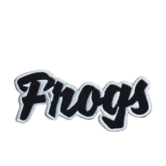 Frogs - Black/White - Team Mascot - Words/Names - Iron on Applique/Embroidered Patch