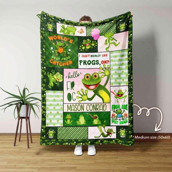 Frogs Blanket for Kids, Frog Lover Gift, Baby & Animal Lovers Cute Nature Throw, Christmas Gift Amphibians Blanket