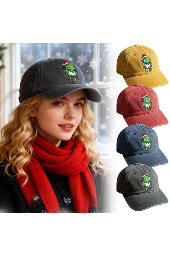 Frogs Christmas Baseball Cap,Embroidered Santa Hat Frog,Adjustable Snapback For Men Women, Breathable Material, Structured Crown,Festive Holiday Accessory,Christmas Parties Family Photos