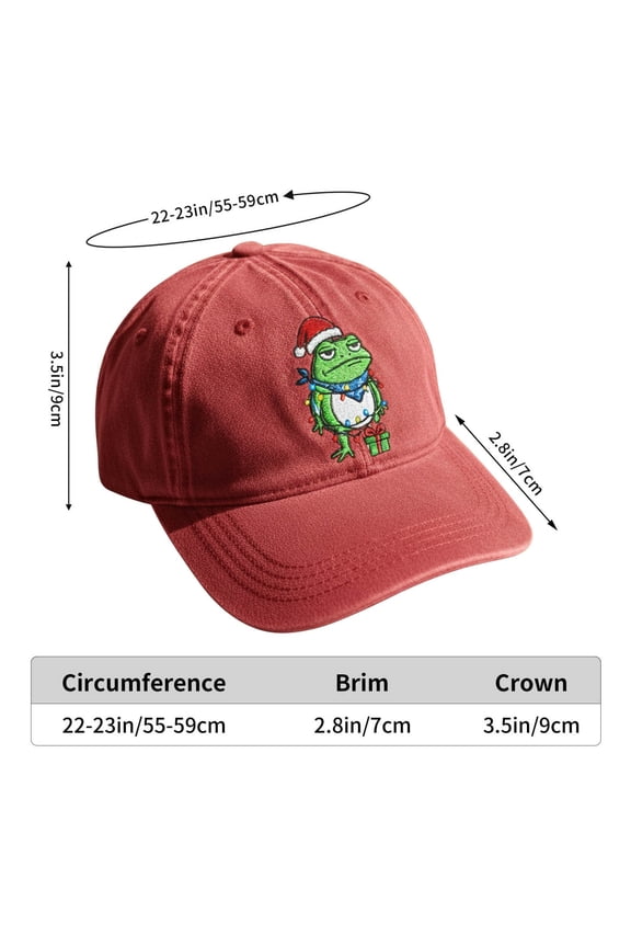 Frogs Christmas Baseball Cap Embroidered Santa Hat Frogs Adjustable Snapback for Men Women