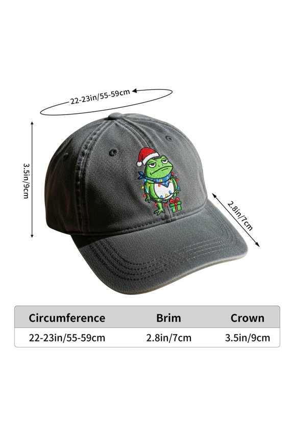 Frogs Christmas Baseball Cap Embroidered Santa Hat Frogs Adjustable Snapback for Men Women