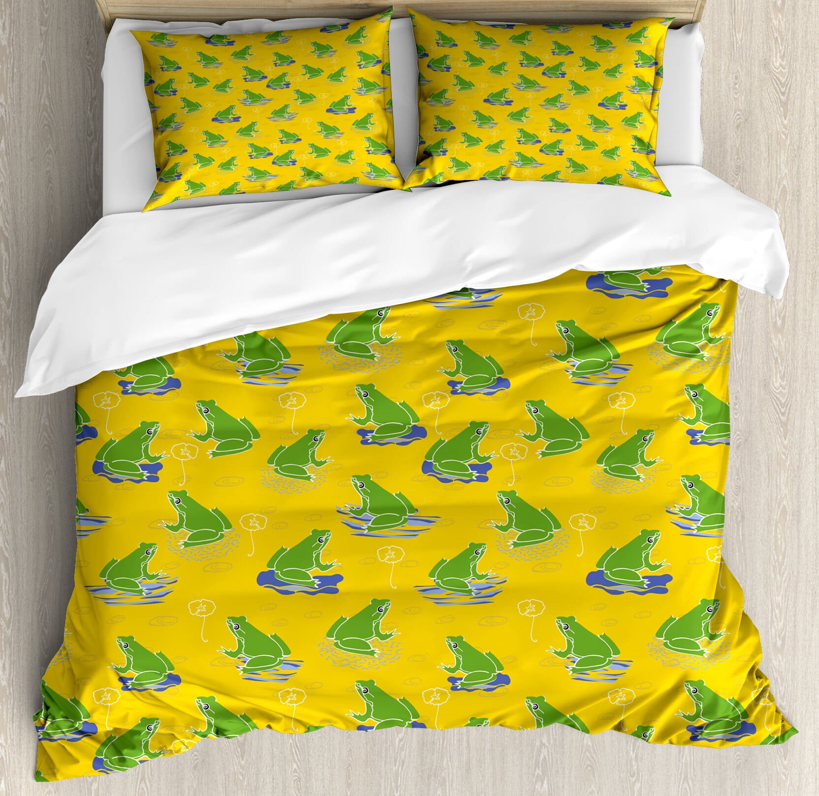 Frogs Duvet Cover Set, Continuous Natural Environment Pond Animal and ...