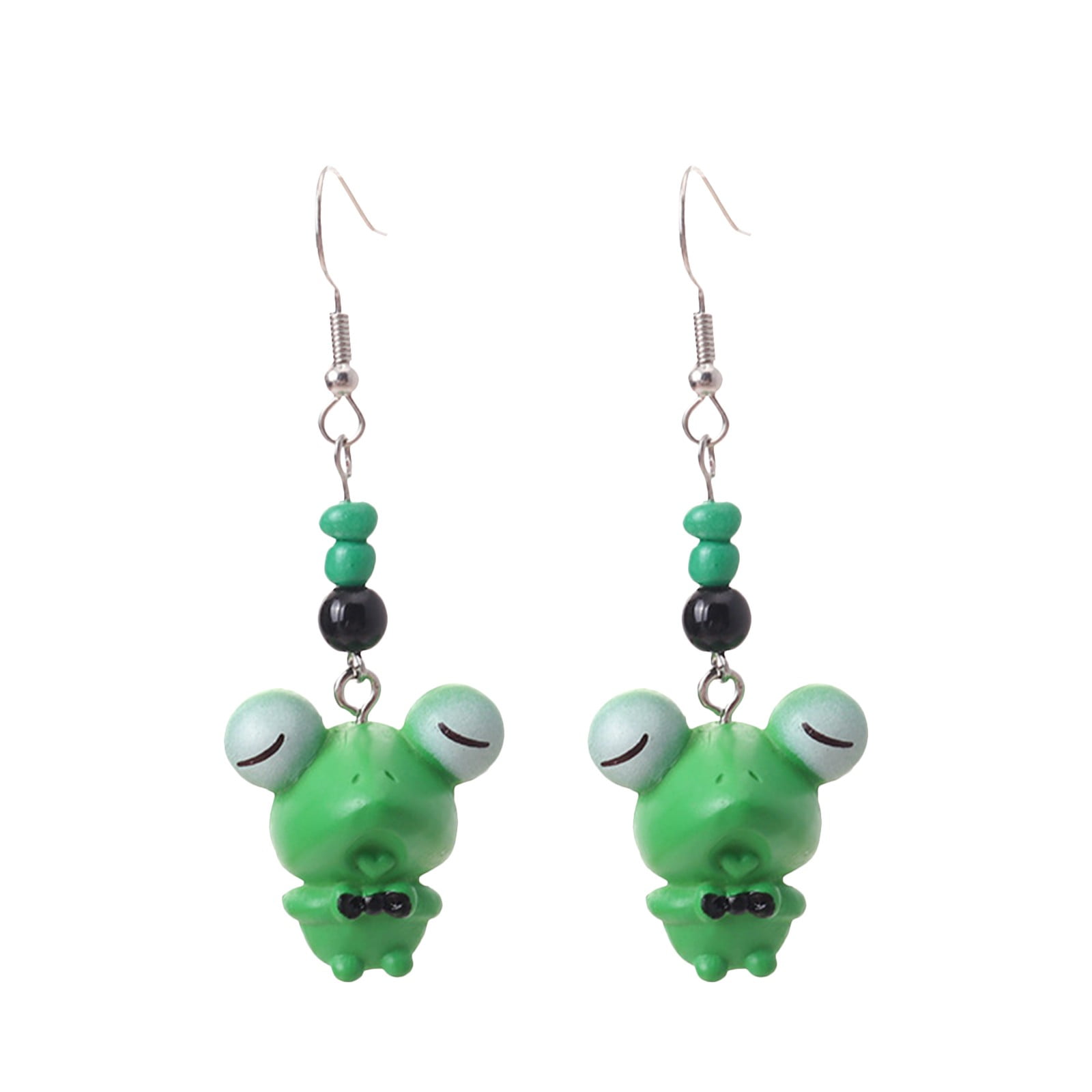 Frogs Earring Clips, Cute Green Little Frogs Earrings, Suitable For
