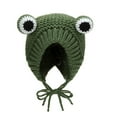 thumbnail image 1 of Frogs Eye Knitted Beanie Hat for Winter & Autumn - Adjustable Warm Outdoor Cap, 17.7-19.3in Circumference, Polyester, Green/Yellow/Beige/Khaki/Red, 1 of 4