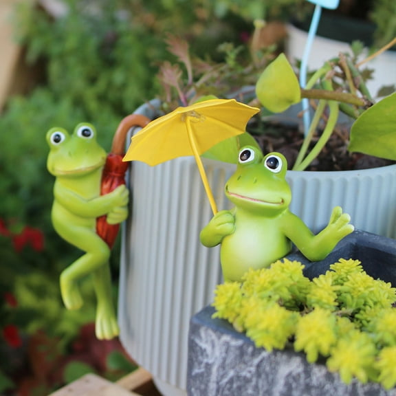 Frogs Figurine Decor,Resin Frogs with Umbrella,4Inch Funny Frogs Decoration,Ideal Decoration for Home,Garden and Office