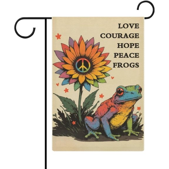 Frogs Flower Garden Flag Double Sided Outdoor Yard Farmhouse Decoration 12x18 Inch