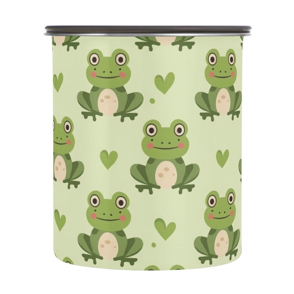 Frogs Hearts Airtight Coffee Bean Canister 30oz Food Storage Containers with Lids For Gournd, Tea, Sugar, Flour, Rice, Cereal, Candy Cookie Jar