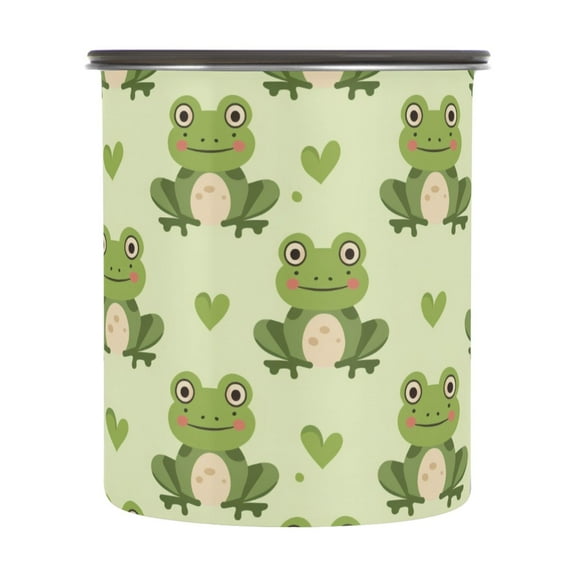 Frogs Hearts Airtight Coffee Bean Canister 30oz Food Storage Containers with Lids For Gournd, Tea, Sugar, Flour, Rice, Cereal, Candy Cookie Jar