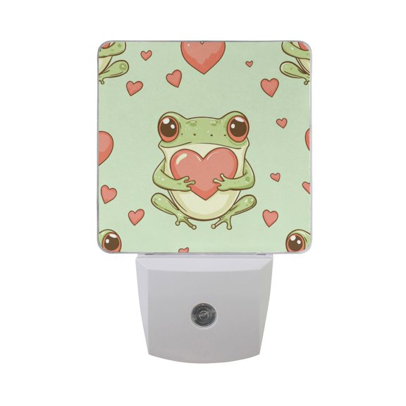 Frogs Hold Hearts Valentine's Day LED Night Light with Smart Sensor Plug Into Wall Dusk to Dawn 2 packs