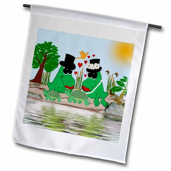 3dRose, Frogs In Love, 12 x 18 inch Garden Flag