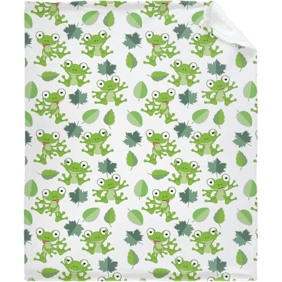 Frogs Leaves Throw Blanket is Super Soft and Warm,The Lightweight Flannel Blanket is for All-Season Use,A Great Choice for Gifts 50"x40"for Kids