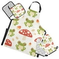 thumbnail image 1 of Frogs Mushrooms Cartoon Cute Apron Set with Oven Mitts Pot Holders Set of 5 Kitchen Stuff Accessories, 1 of 6