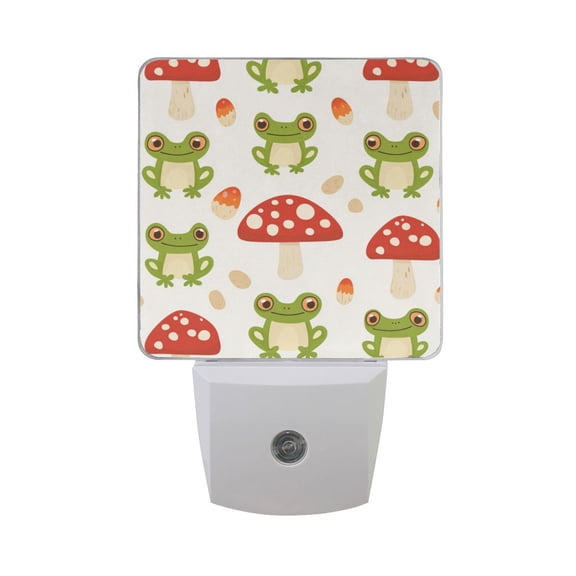Frogs Mushrooms Cartoon Cute LED Night Light with Smart Sensor Plug Into Wall Dusk to Dawn 2 packs