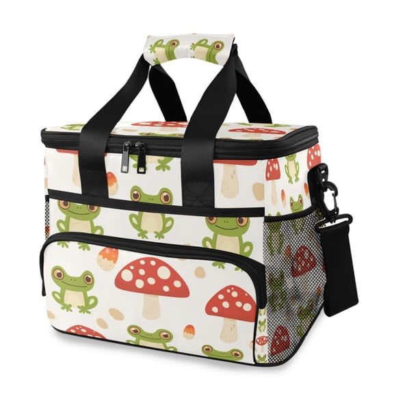 Frogs Mushrooms Cartoon Cute Portable Cooler Lunch Box Reusable Insulated Lunch Bag Leakproof 15L