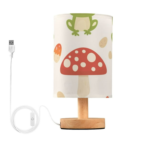 Frogs Mushrooms Cartoon Cute Table Lamp with USB Port LED Warm Light Lamp Night Light Home Decor