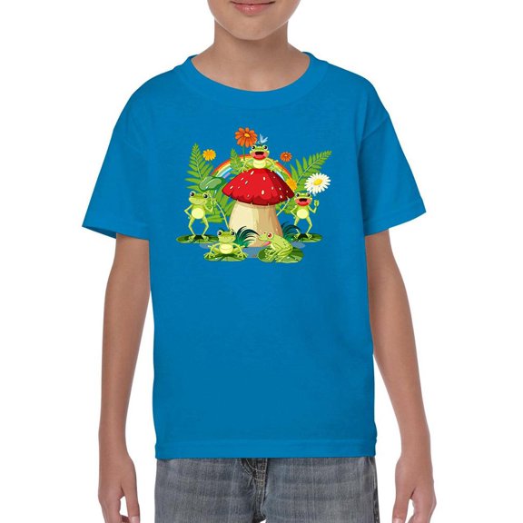 Frogs On Mushroom T-Shirt Juniors -Image by Shutterstock,  Small