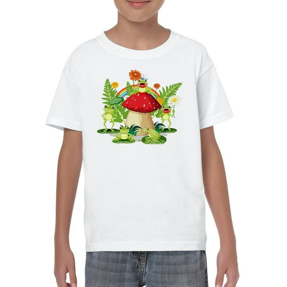 Frogs On Mushroom T-Shirt Juniors -Image by Shutterstock, x-Large