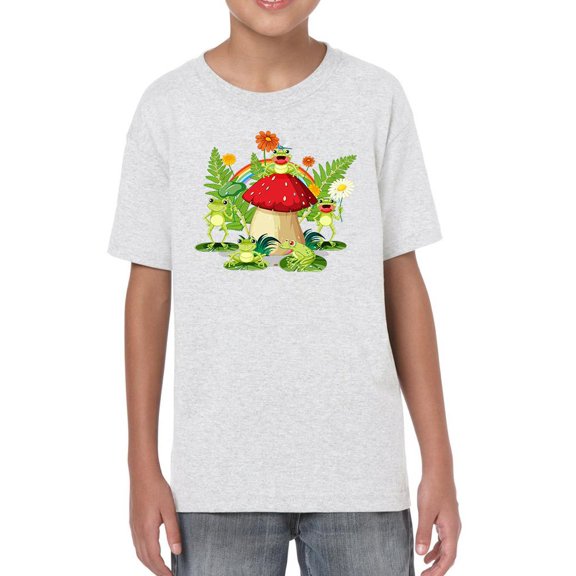 Frogs On Mushroom T-Shirt Juniors -Image by Shutterstock,  x-Small