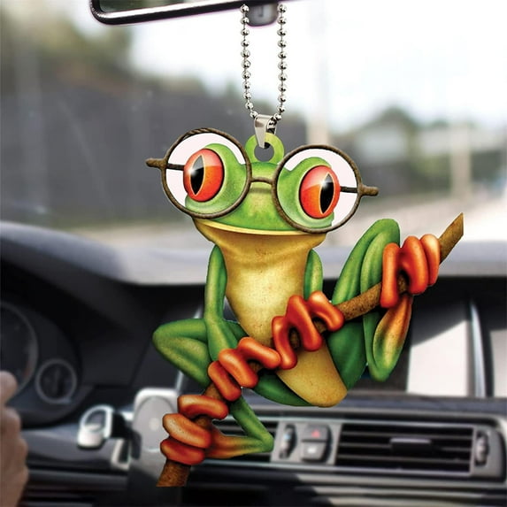 Frogs Ornament, Car Decor Rearview Mirror Ornaments, Car Pendant Rearview Mirror Decoration Pendant Accessories Backpack Keychain Pendant