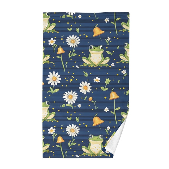 Frogs Pattern Hand Towel Cotton 16x28 in Soft Absorbent Quick Dry Bath Face Towel