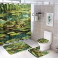 thumbnail image 1 of Frogs Playing in The Pond 4Pcs Shower Curtain Set Shower Curtain Set with Carpet Bath Mat, 1 of 8