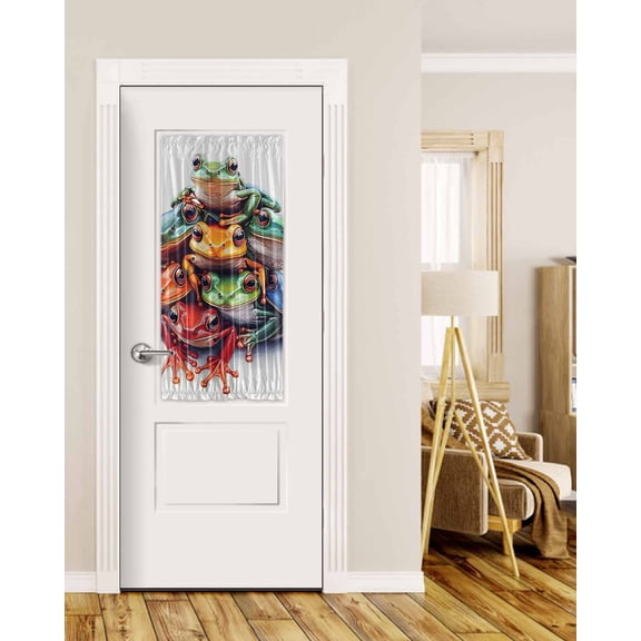 Frogs Prints Blackout Curtains French Door Curtains for Door Window, Modern Colorful Animals Privacy Drapery for Patio/Sidelight Doors, 1 Panel with Tieback, 25 x 40 Inches